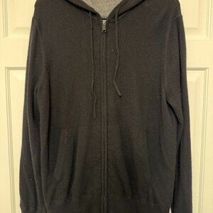 Vince Cashmere Zip Hoodie Sweater Black XL